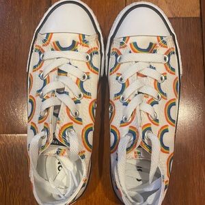 Converse All Star kids Size 13 NEW White with Rainbows, never worn